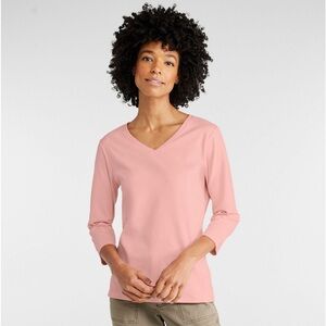 Women's L.L.Bean V-Neck, Three-Quarter-Sleeve Size M Pet